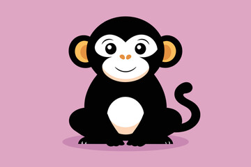 Cute monkey sitting cartoon vector icon illustration animal nature icon concept isolated flat vector 