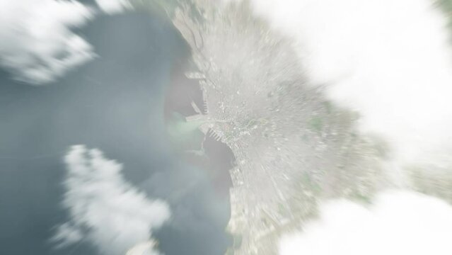 Earth zoom in from space to Manila, Philippines. Followed by zoom out through clouds and atmosphere into space. Satellite view. Travel intro. Images from NASA