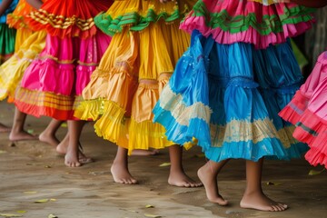 A child swings on a brightly painted Pia ata shaped like a star, laughter echoing through the air