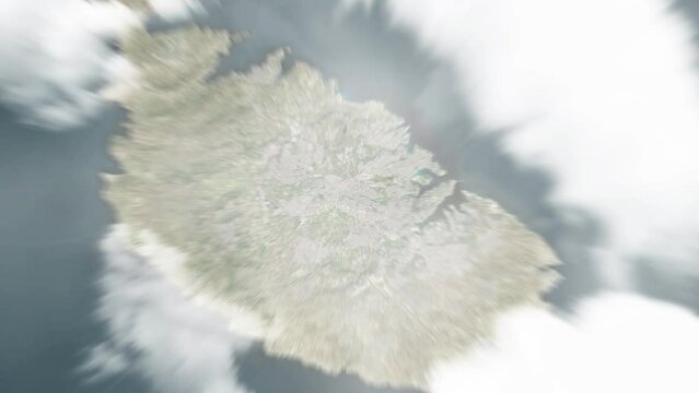 Earth zoom in from space to Birkirkara, Malta. Followed by zoom out through clouds and atmosphere into space. Satellite view. Travel intro. Images from NASA