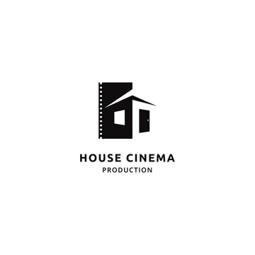 The movie house logo design is a combination of the roof of the house and the filmstrip. Suitable for the film production studio industry