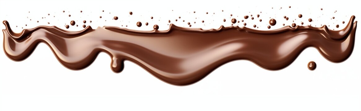 Dynamic wave of liquid chocolate, isolated sweet treat element.