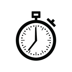 Black stopwatch icon, flat logo vector.
