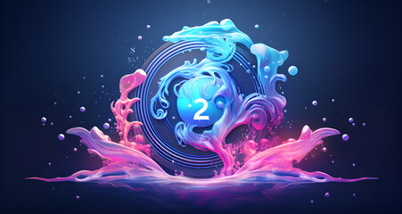 Zodiac sign Aquarius Water Bearer Abstract fluid background, holographic surface wallpaper background.