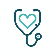 Heart stethoscope vector logotype. Linear medical logo design.