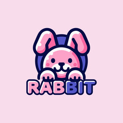 Logo of a rabbit in pink and purple colors.