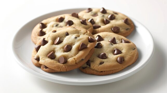 Tasty sweet chocolate chip cookie on wooden tray background. AI generated image