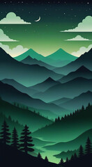 Fototapeta premium Moonlit Alpine Meadow: A tranquil meadow nestled in the alpine region, with wildflowers swaying gently in the breeze under the light of the full moon.