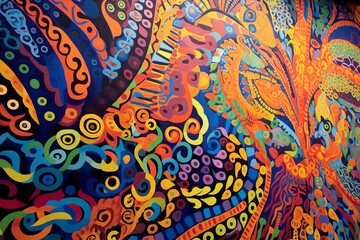 Each mural displays intricate details and expressive forms, reflecting the artistic vision behind the palette-driven compositions.