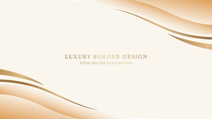 Abstract Elegant gold border with flowing lines on beige background. Luxury soft gold frame with golden line vector illustration