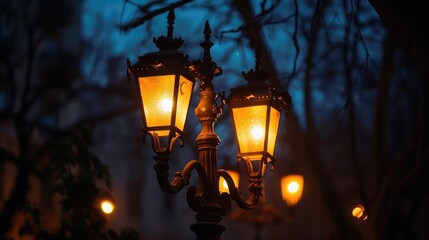 a street lamp at night
