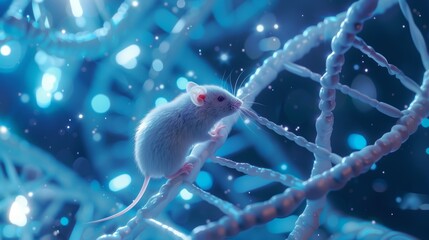 White laboratory rat isolated on blue background
