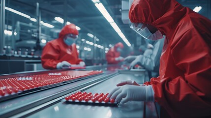 Factory Workers Using Computer