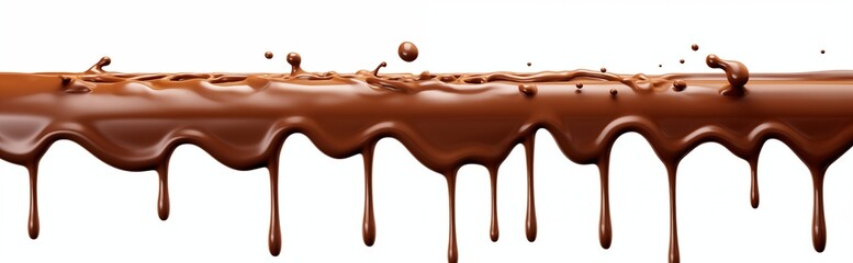 Close-up View of Rich and Glossy Melted Chocolate Dripping