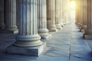 Marble columns of a government building in the center of Athens
