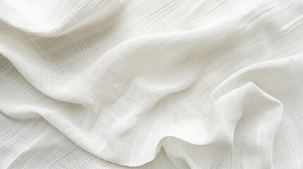 White Linen Texture, Close-Up of Textured Fabric, Pure and Elegant Background