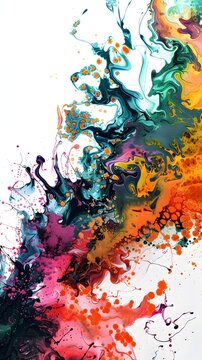 Vibrant Liquid Paint Splashes Abstract Background, To provide a unique and eye-catching abstract background for various design projects, such as