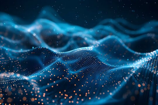Abstract image of blockchain technology with a wave pattern symbolizing digital audio streaming and future fintech innovations. Concept Blockchain Technology, Wave Pattern, Digital Audio Streaming