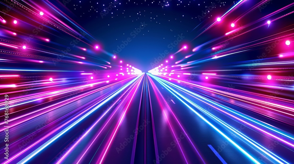 Wall mural vector artwork illustrating dynamic light motion and high-speed effects, capturing traffic motion an