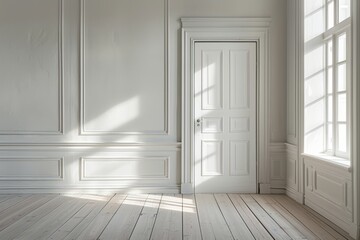 Sunlight Casting Shadows in a Bright Minimalist Room