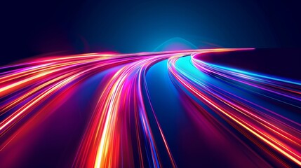 Vector artwork illustrating dynamic light motion and high-speed effects, capturing traffic motion and cyberpunk neon elements.