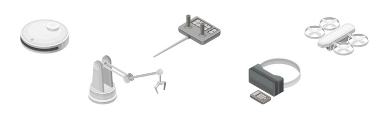 Isometric Artificial Intelligence and Robot Technology Vector Set
