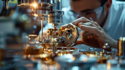 Man Assembling Watch in Factory