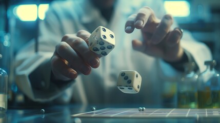 Man Playing With Dices in Room