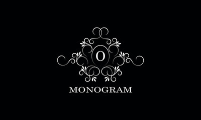 Monogram design template for one or two letters, for example O. Wedding monogram. Business sign, identity logo for restaurant, boutique, hotel, heraldry, jewelry.