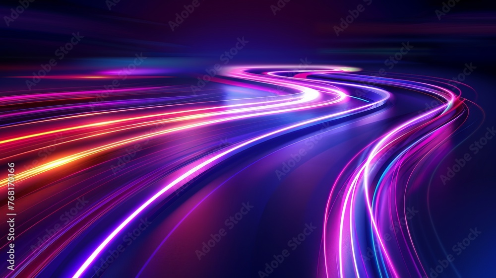 Wall mural vector artwork illustrating dynamic light motion and high-speed effects, capturing traffic motion an