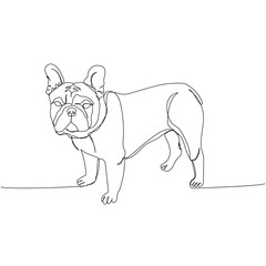 French Bulldog, dog breed, companion dog one line art. Continuous line drawing of friend, dog, doggy, friendship, care, pet, animal, family, canine.