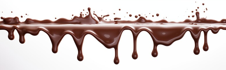 Melted chocolate dripping with waves and splashes - obrazy, fototapety, plakaty