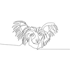 Chinese Crested Dog, companion dog, decorative dog breed one line art. Continuous line drawing of friend, dog, doggy, friendship, care, pet, animal, family, canine.