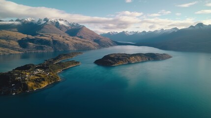 The Road from Queenstown to Glenorchy, AI generated - obrazy, fototapety, plakaty