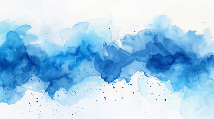 Watercolor Blue Clouds, Flowing Abstract Background, Artistic Sky Concept