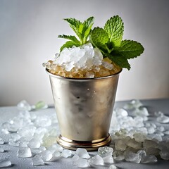 Mint julep served over crushed ice with fresh mint leaves


 - obrazy, fototapety, plakaty