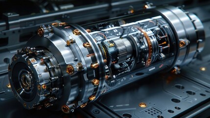 An elegant shot of a car's transmission solenoid, its compact design hinting at the precise control it provides over gear shifts, - obrazy, fototapety, plakaty