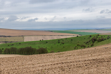 Fototapeta na wymiar A view over the South Downs near Woodingdean in Sussex