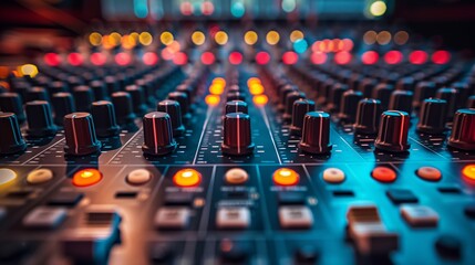 Obraz premium Professional Sound Board With Knobs and Lights