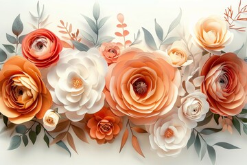 watercolor flowers bouquet, 