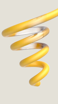 Cute playful squiggle line. Abstract playful spiral 3D shape. Quirky object, coiled spring tube