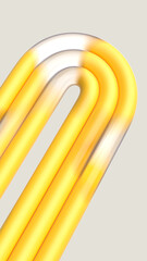 Playful geometric 3D shape. Abstract technology lines. Quirky object, tubes