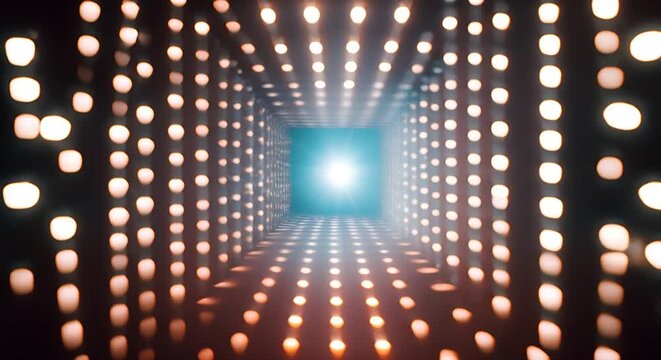 sfondo astratto con punti luce scintillanti che scorrono in pareti dal gradiente blu, lui scintillanti che si muovono, come in unascensore 