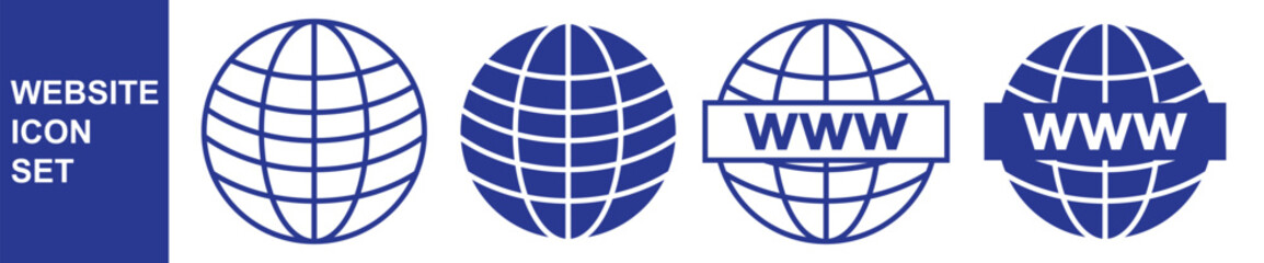 World web icon www earth globe icons. Website set icon vector. website or internet line art icon for apps and websites. 11:11