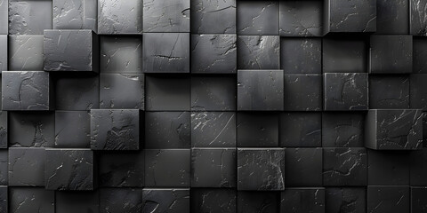 Sophisticated black abstract wallpaper Abstract black brick wall texture background. 3d render.