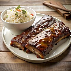 BBQ ribs with coleslaw

