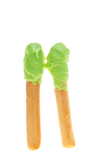 biscuit sticks with cream isolated