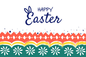 Happy Easter. Greeting card with ornaments. Painted egg pattern. Vector illustration