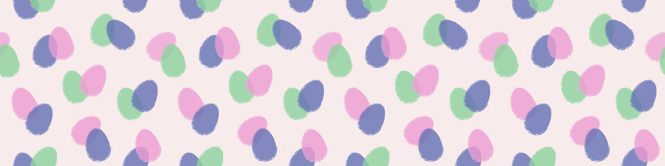Colourful Easter seamless pattern. Banner with eggs in hand drawn style. Modern design. Vector illustration
