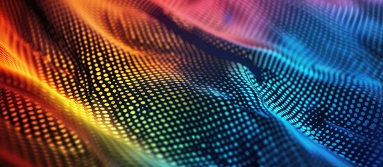 Fototapeta premium A close-up view of a rainbow-colored background, showcasing vibrant and distinct stripes of color in a seamless pattern. The colors blend harmoniously together, creating a visually striking and eye